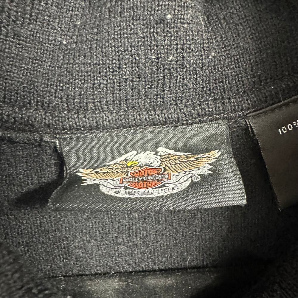 Harley-Davidson Cycle Queen Wool Jacket Large Black Full Zip Crown Sweater Studs - Picture 3 of 8